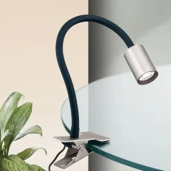 LED klemlamp Kurt nikkel-mat