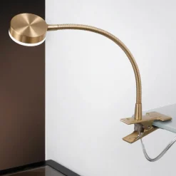 LED klemlamp Mira, verstelbaar, goud