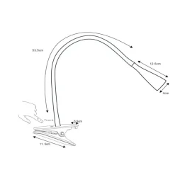 LED klemlamp Zozy, zwart, 3-StepDim, flexibele arm