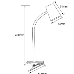 LED klem-tafellamp Adda wit 3-traps dimbaar