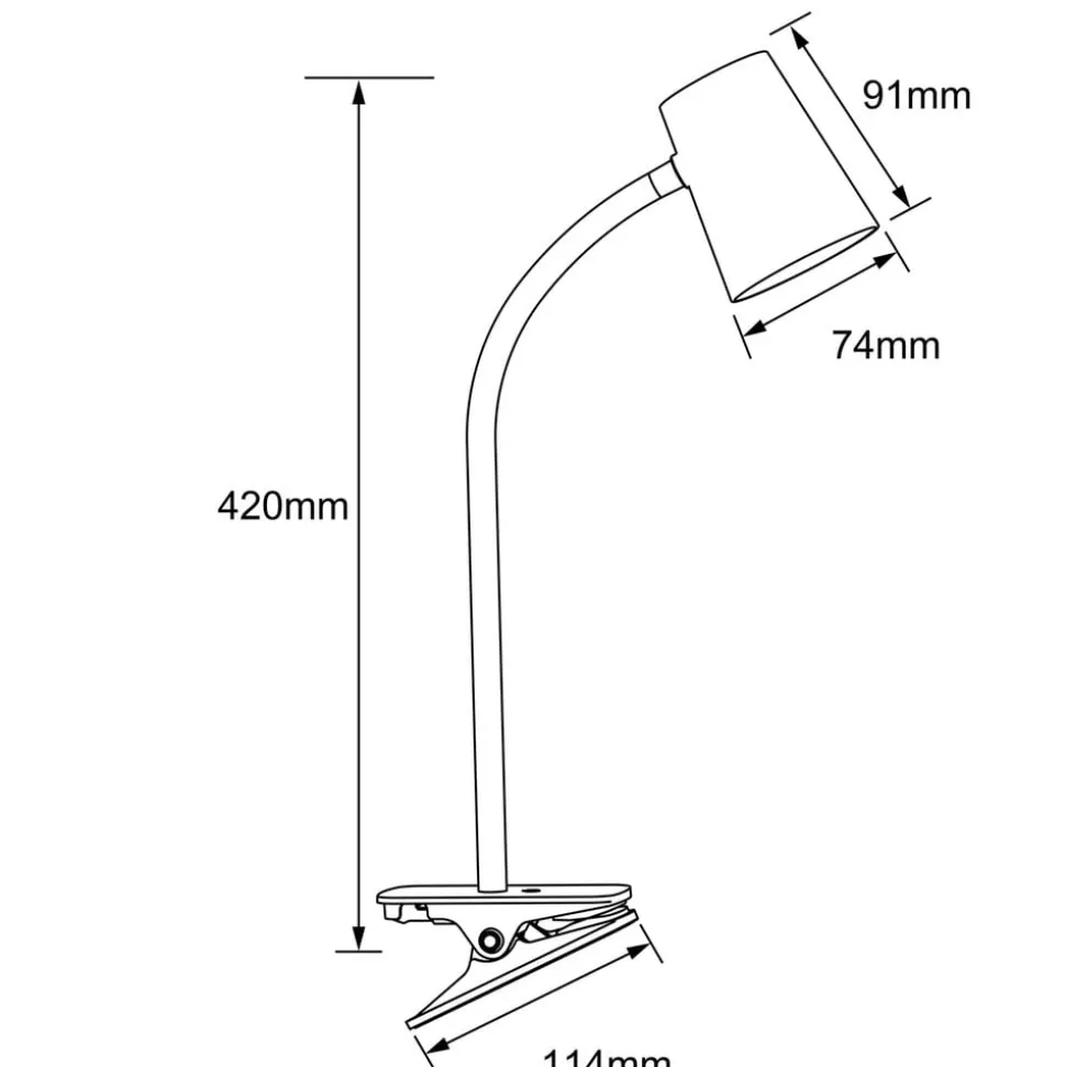 LED klem-tafellamp Adda wit 3-traps dimbaar