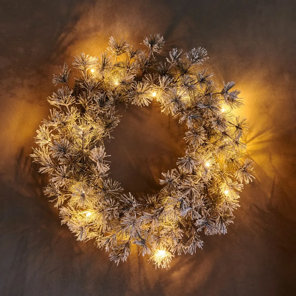 LED krans Alfi, groen/sneeuw, Ø 45 cm