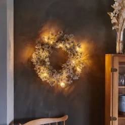 LED krans Alfi, groen/sneeuw, Ø 45 cm