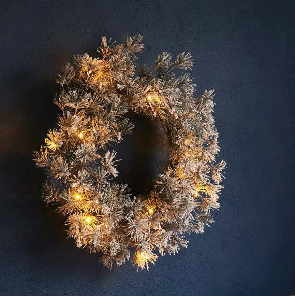 LED krans Alfi, groen/sneeuw, Ø 45 cm