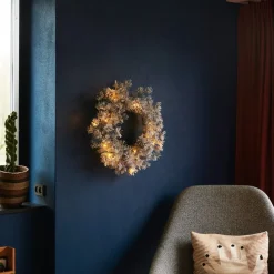 LED krans Alfi, groen/sneeuw, Ø 45 cm