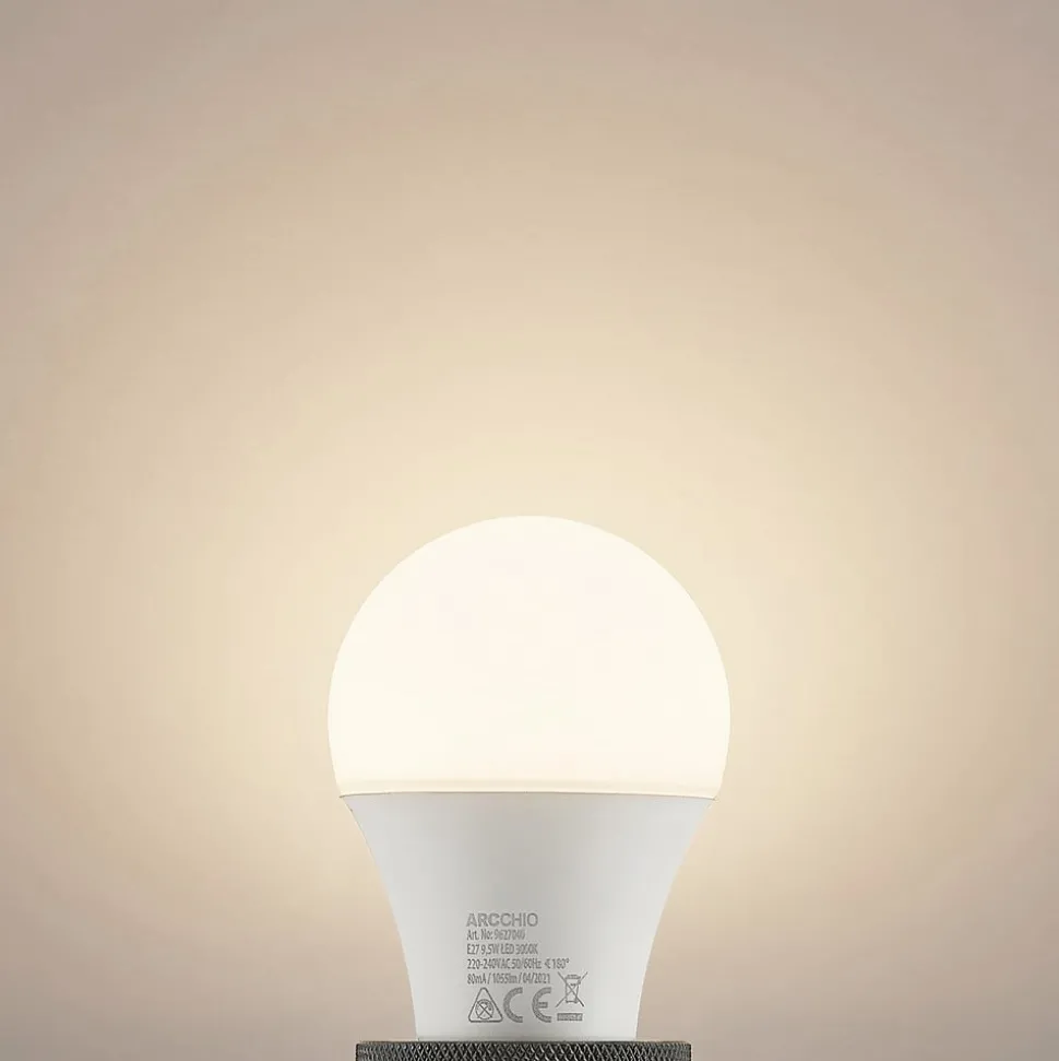 LED lamp E27 A60 9,5W 3.000K opaal, 3 per set