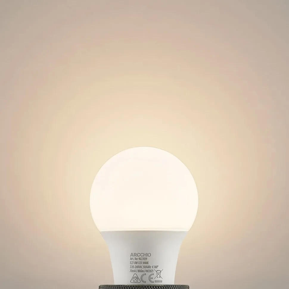 LED lamp E27 A60 8W 3.000K opaal, 2 per set