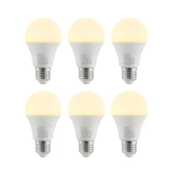 LED lamp E27 A60 9,5W 3.000K opaal, 6 per set