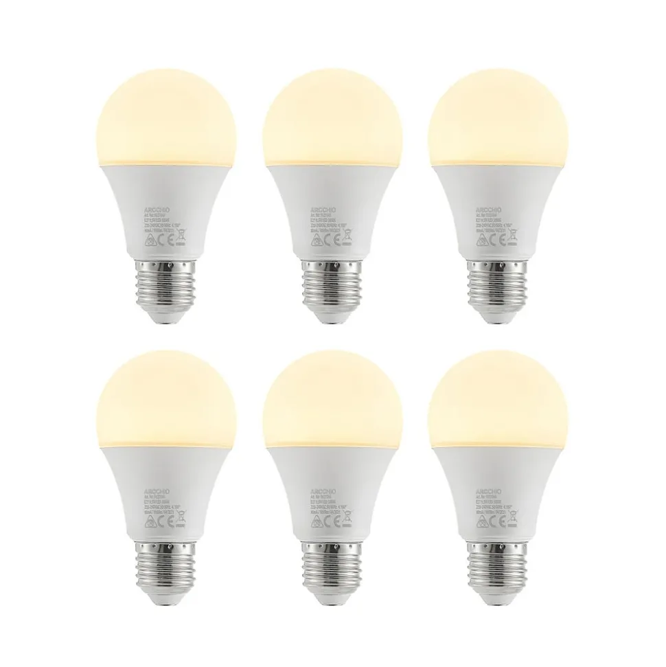 LED lamp E27 A60 9,5W 3.000K opaal, 6 per set