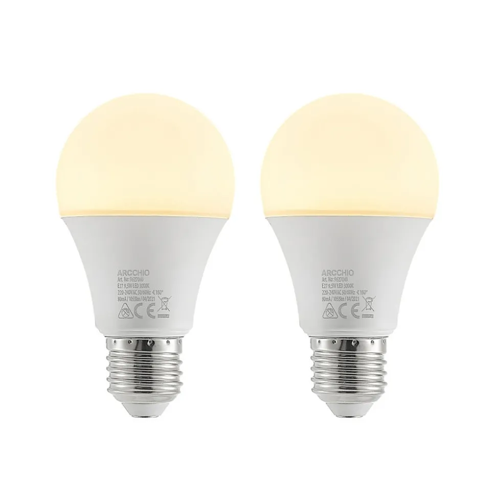 LED lamp E27 A60 9,5W 3.000K opaal, 2 per set