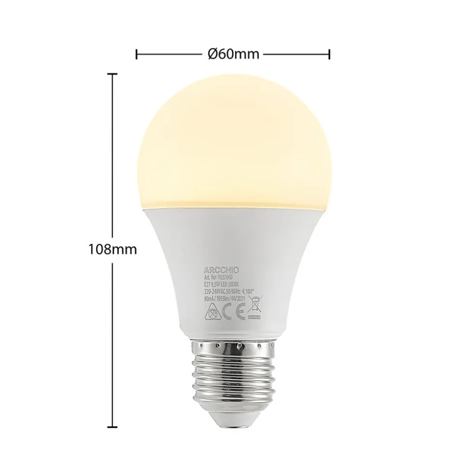 LED lamp E27 A60 9,5W 3.000K opaal, 2 per set