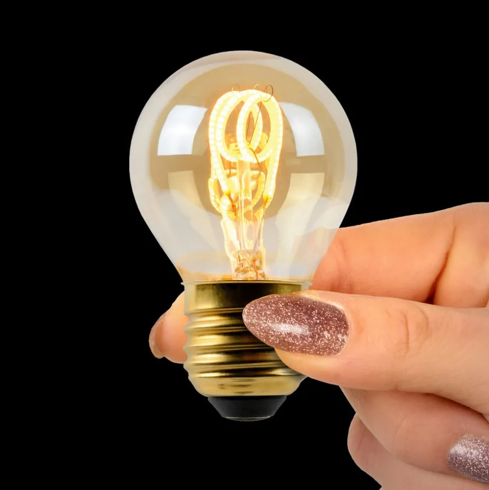 LED lamp E27 G45 3W amber 2.200K dimbaar