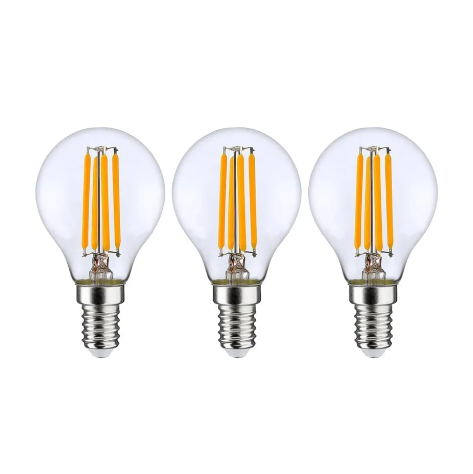 LED lamp E14 P45, 4W, helder, 2.700K, dimbaar, set van 3