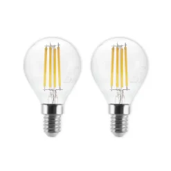 LED lamp E14 P45, 4W, helder, 2.700K, dimbaar, set van 2