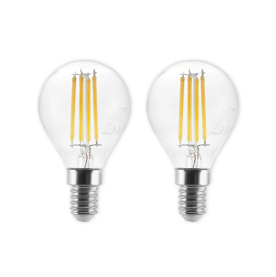 LED lamp E14 P45, 4W, helder, 2.700K, dimbaar, set van 2