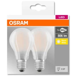 LED lamp E27 6,5W 827 mat 2 per set