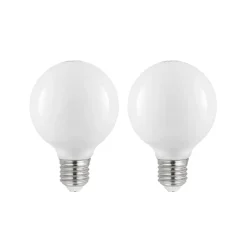 LED lamp E27 8W G80 2.700K dimbaar, opaal, set van 2