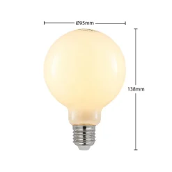 LED lamp E27 8W 2.700K G95 bol dimbaar opaal per 2