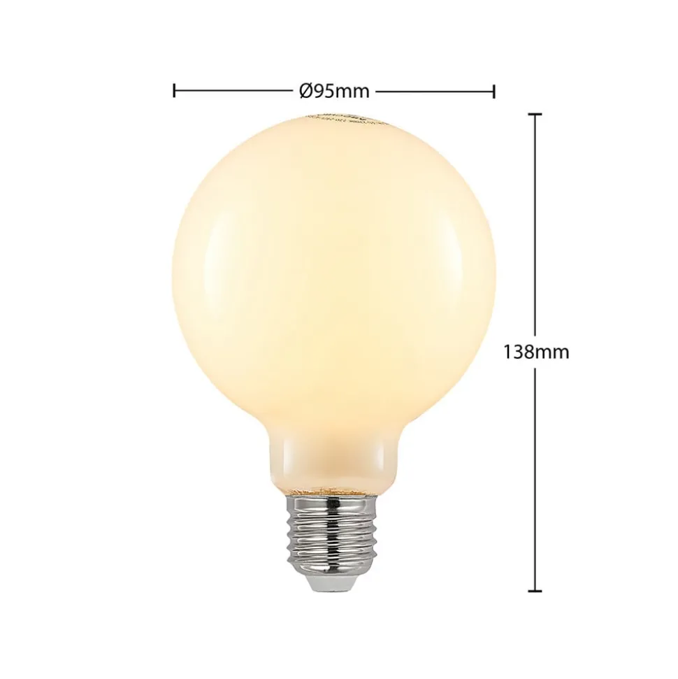 LED lamp E27 8W 2.700K G95 bol dimbaar opaal per 2