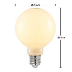 LED lamp E27 8W 2.700K G95 bollamp dimbaar, opaal