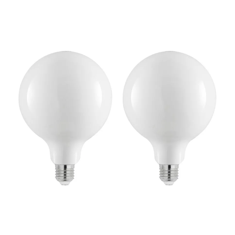 LED lamp E27 8W 2.700K G125 dimbaar opaal 2/set