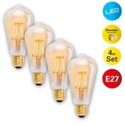 LED lamp E27 4W 320lm warmwit dimbaar per 4-set