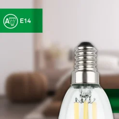 LED lamp kaars E14 2,5W helder 3000K 525 lm EEK A 2er