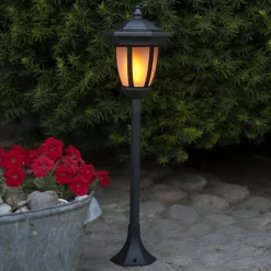 LED lamp op zonne-en Flame, 4 in 1, zwart