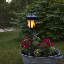LED lamp op zonne-en Flame, 4 in 1, zwart