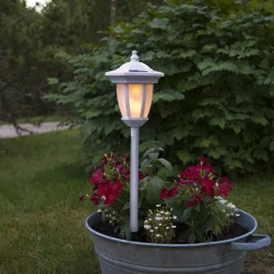 LED lamp op zonne-en Flame, 4 in 1, wit
