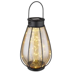 LED lamp op zonne-energie 36649, zwart, amber, metaal, kunststof