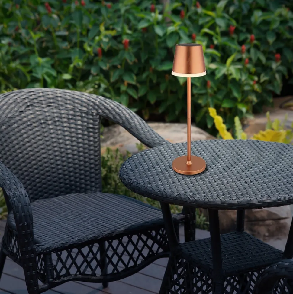 LED lamp op zonne-energie, metaal, koperkleurig, hoogte 41 cm, IP44