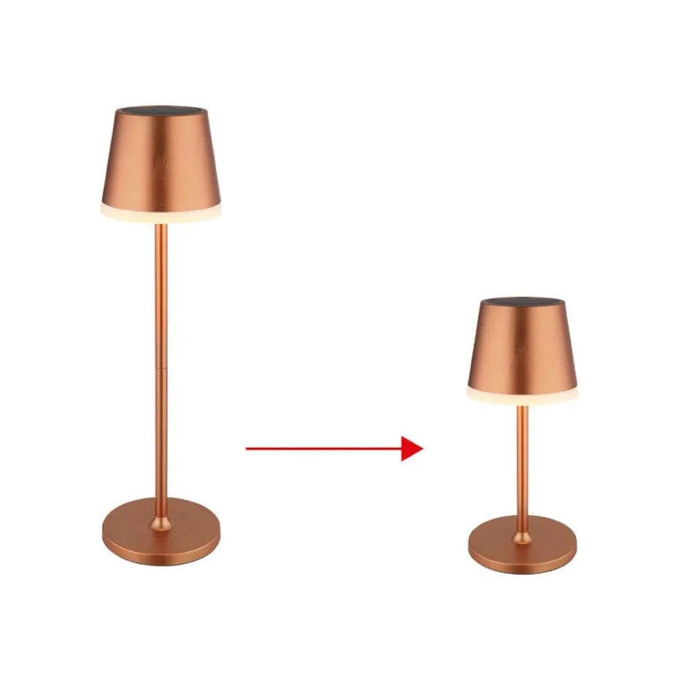 LED lamp op zonne-energie, metaal, koperkleurig, hoogte 41 cm, IP44