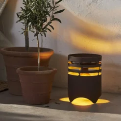 LED lamp op zonne-energie Marron, hoogte 25 cm, bruin, metaal, USB-C