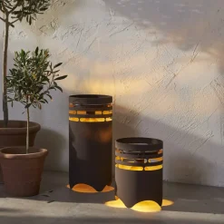 LED lamp op zonne-energie Marron, hoogte 25 cm, bruin, metaal, USB-C