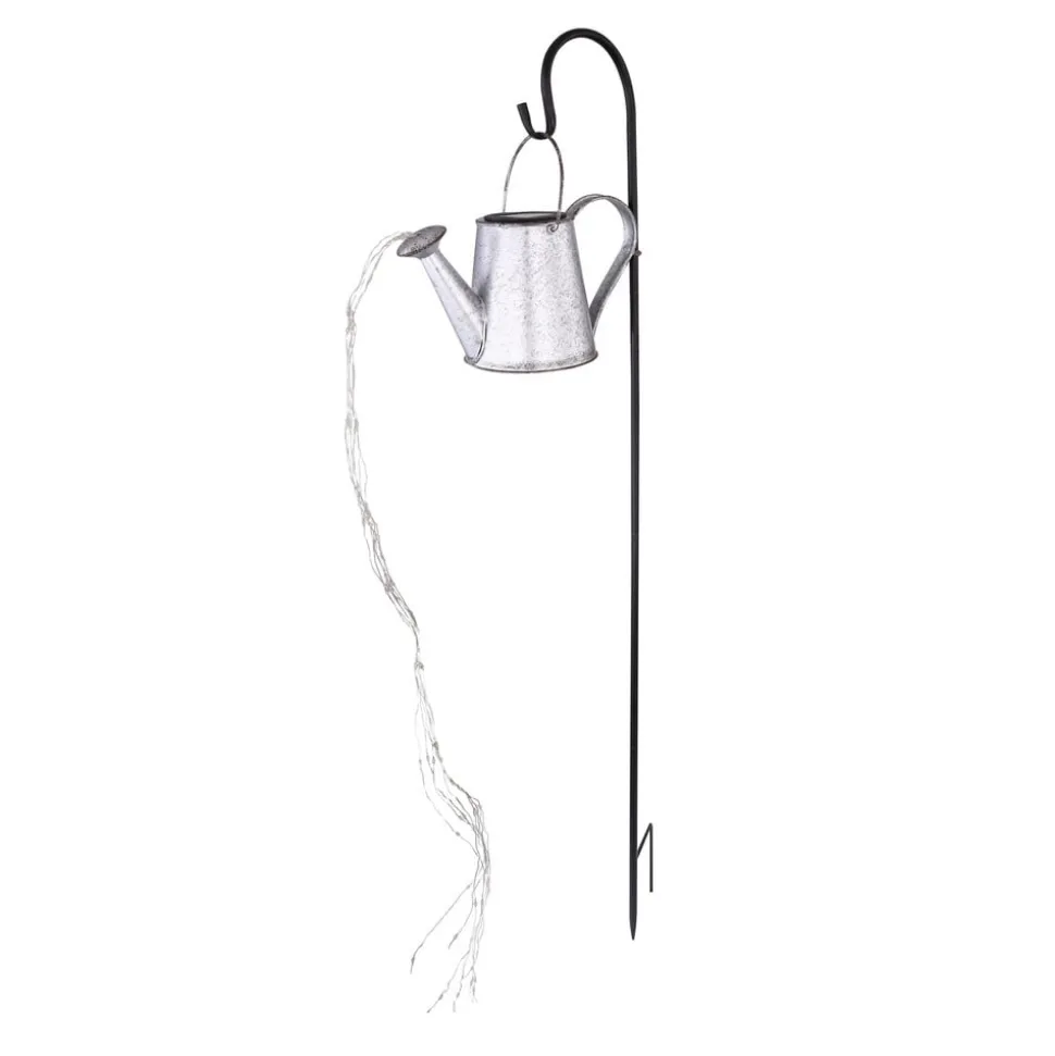 LED lamp op zonne-energie 33652, zilver, gieter, grondspies, metaal