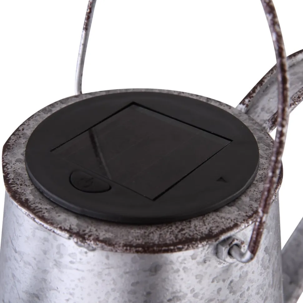 LED lamp op zonne-energie 33652, zilver, gieter, grondspies, metaal