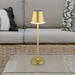 LED lamp op zonne-energie, metaal, goudkleurig, hoogte 41 cm, IP44