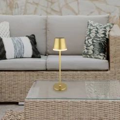 LED lamp op zonne-energie, metaal, goudkleurig, hoogte 41 cm, IP44