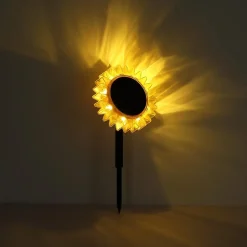 LED lamp op zonne-energie 33598 Zonnebloem Ø 13 cm, geel, kunststof