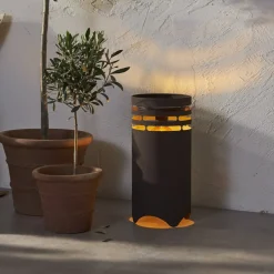 LED lamp op zonne-energie Marron, hoogte 40 cm, bruin, metaal, USB-C