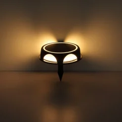 LED lamp op zonne-energie 36506, grondspies, wandlamp, zwart, aluminium