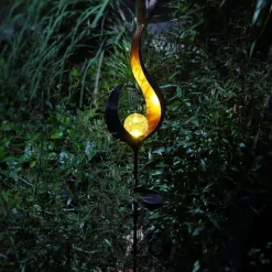 LED lamp op zonne-energie 33465, grondspies, bronskleurig, metaal, glas