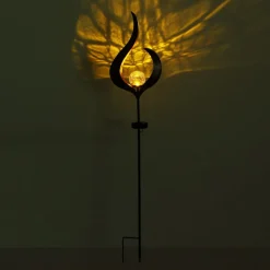 LED lamp op zonne-energie 33465, grondspies, bronskleurig, metaal, glas