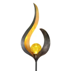 LED lamp op zonne-energie 33465, grondspies, bronskleurig, metaal, glas