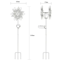 LED lamp op zonne-energie 36578S, grondspies, zilver/zwart, metaal
