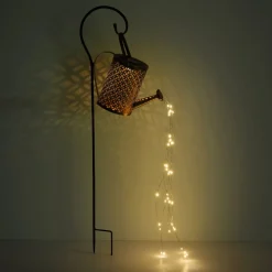 LED lamp op zonne-energie 336523, goud, gieter, grondspies, metaal