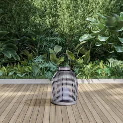 LED lamp op zonne-energie Korbinian, grijs, hoogte 29 cm, IP44, lantaarn