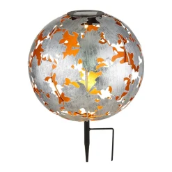 LED lamp op zonne-energie 36749S wereldbol Ø 27 cm, zilver, grondspies