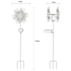 LED lamp op zonne-energie 36578, grondspies, roestbruin, metaal, glas